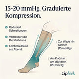 15-20 mmHg graduierte Kompression: am Knöchel am stärksten