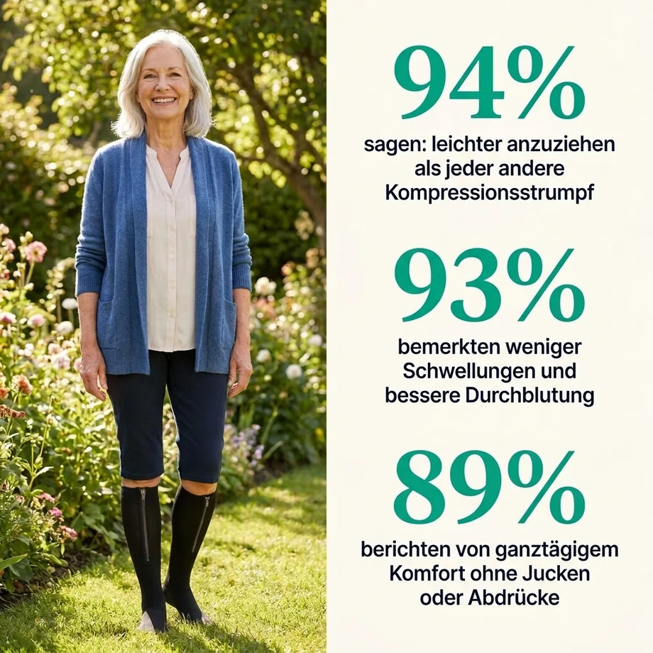 Kundenzufriedenheit: 94% leichter anzuziehen, 93% weniger Schwellungen