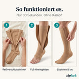 So funktioniert es: Öffnen, hineingleiten, zuziehen